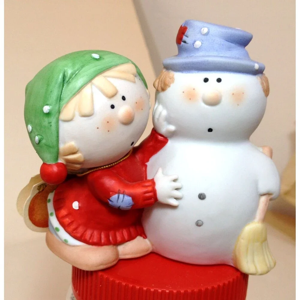 Vintage Bumpkins Snowman & Child by Fabrizio Winter Decoration 3 3/4